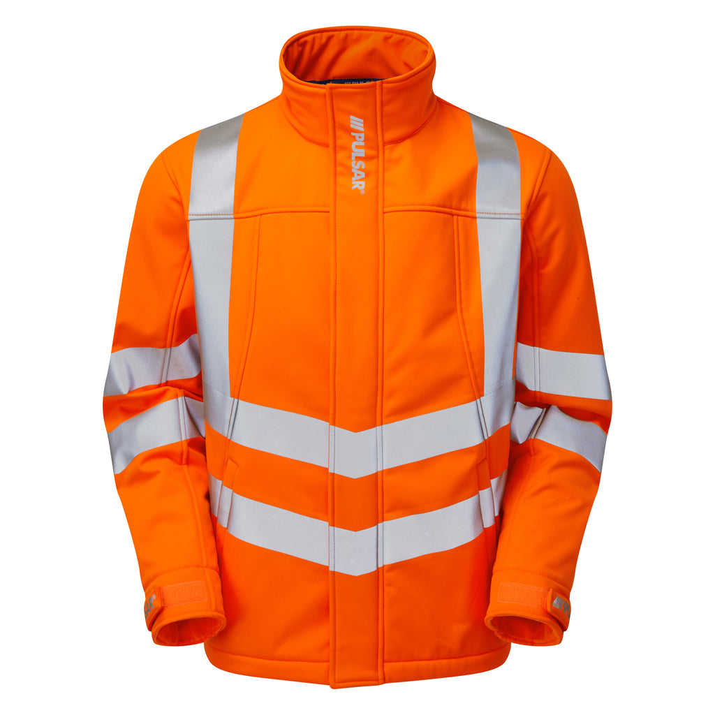 Pulsar Protect Mens Hi Vis Orange Interactive Softshell Jacket PR535