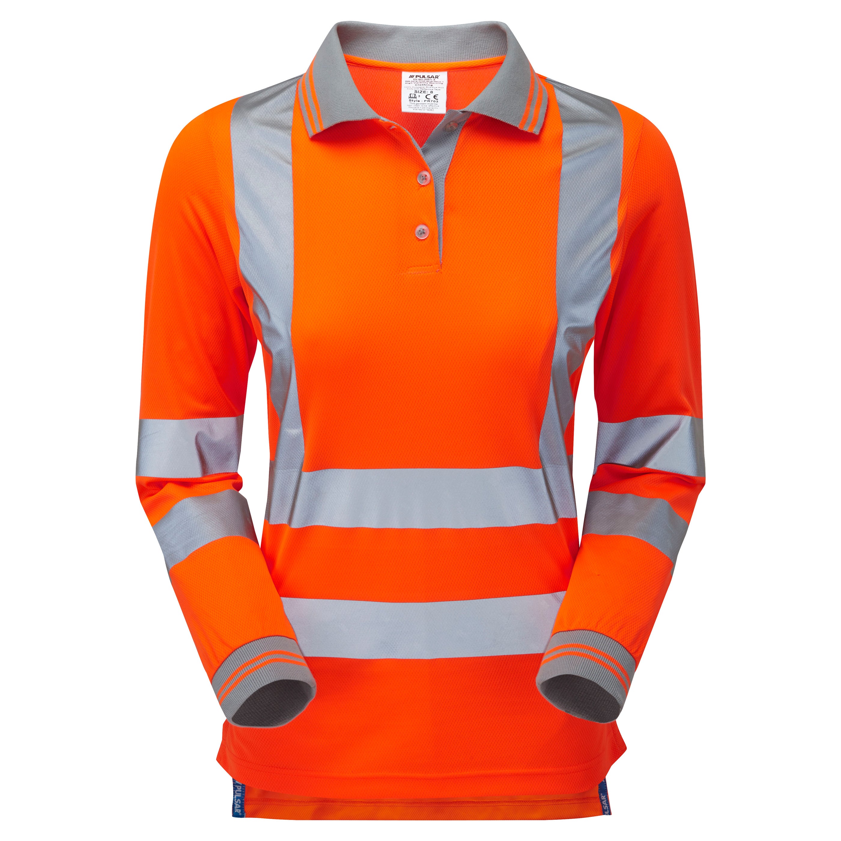 Pulsar Protect Ladies Long Sleeved Orange Polo PR703 Start Safety UK