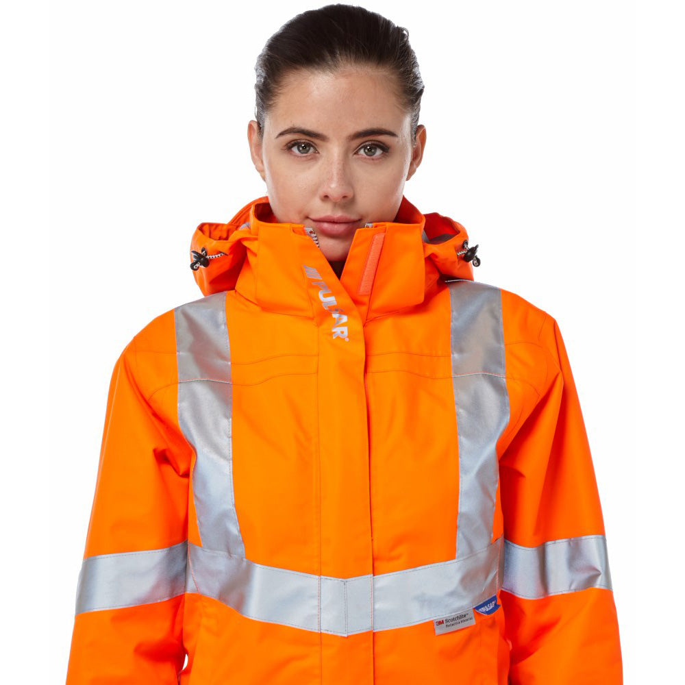 Pulsar Protect Ladies Rail Spec Hi Vis Orange Storm Coat PR705