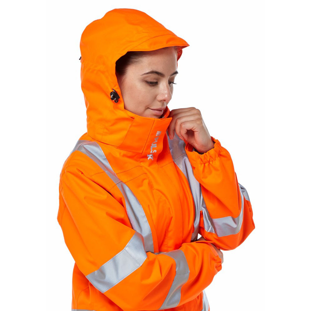 Pulsar Protect Ladies Rail Spec Hi Vis Orange Storm Coat PR705