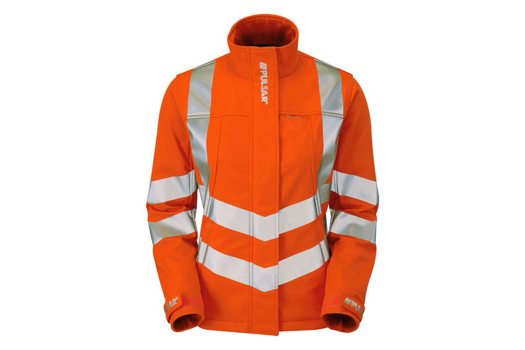 Pulsar Protect Ladies Rail Spec Hi Vis Orange Softshell Jacket PR707