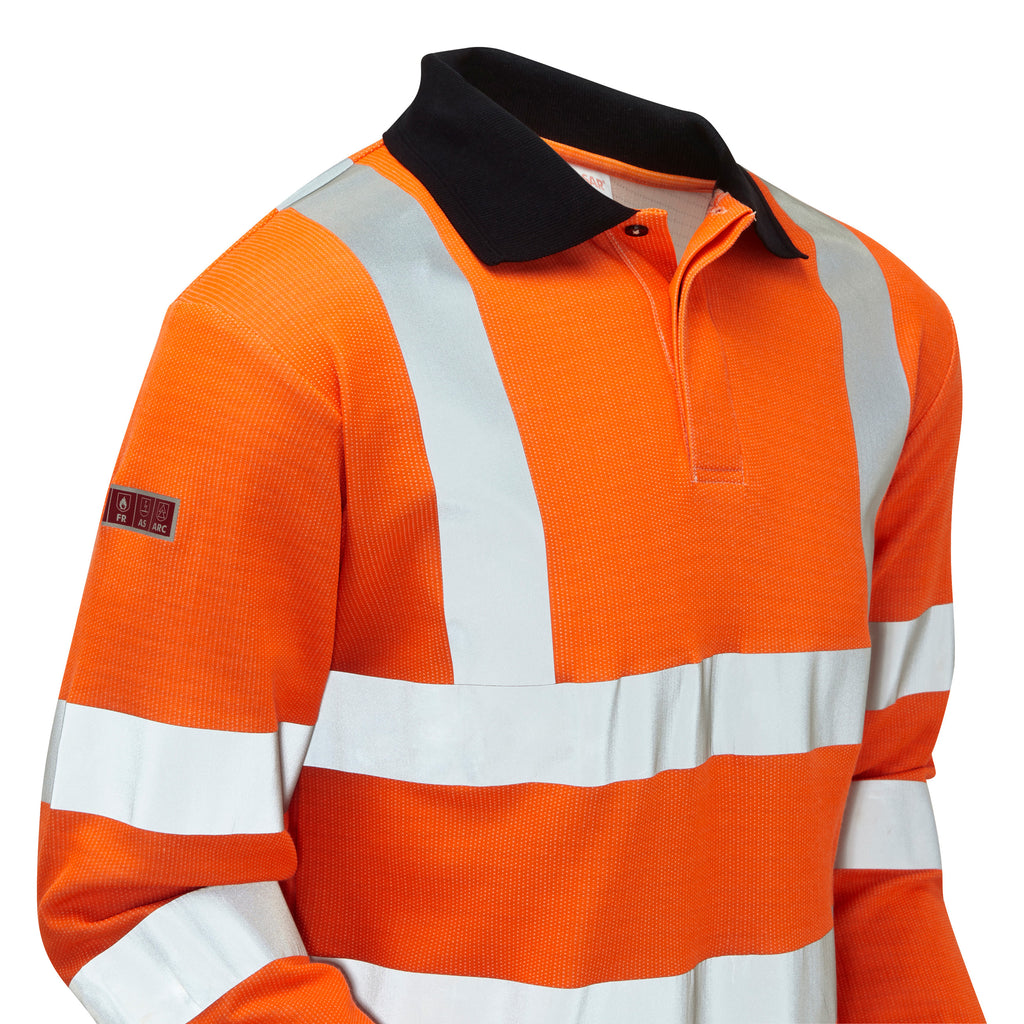 Pulsar Electric ARC Hi Vis Orange Long Sleeved Polo Shirt PRARC21