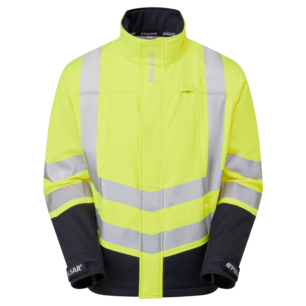 Pulsar Protect Mens Hi-vis Yellow/Navy Blue Two Tone Interactive Softshell Jacket P306
