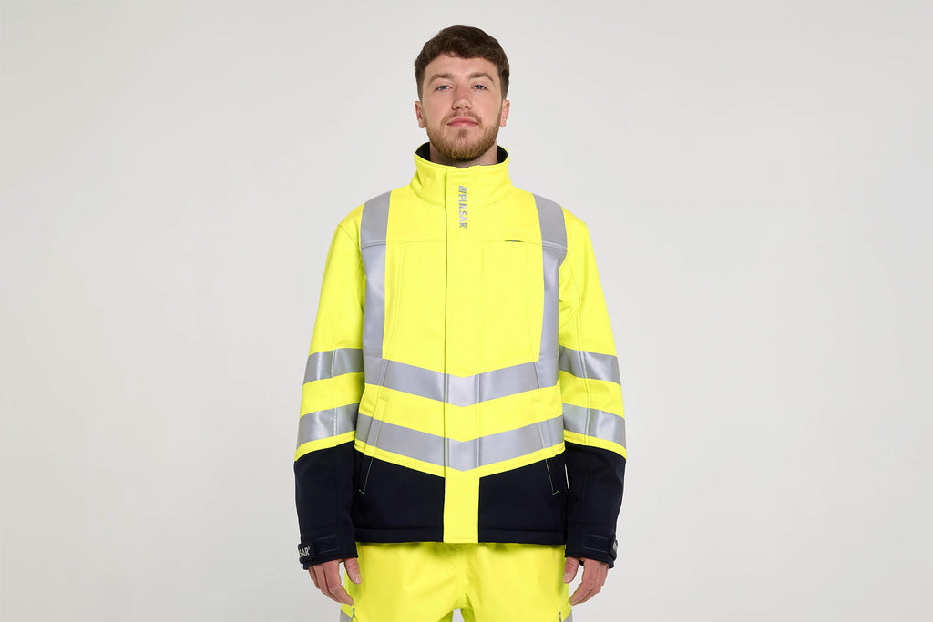 Pulsar Protect Mens Hi-vis Yellow/Navy Blue Two Tone Interactive Softshell Jacket P306