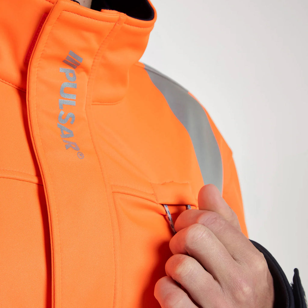 Pulsar Protect Mens Hi-vis Orange/Navy Blue Two Tone Interactive Softshell Jacket P307