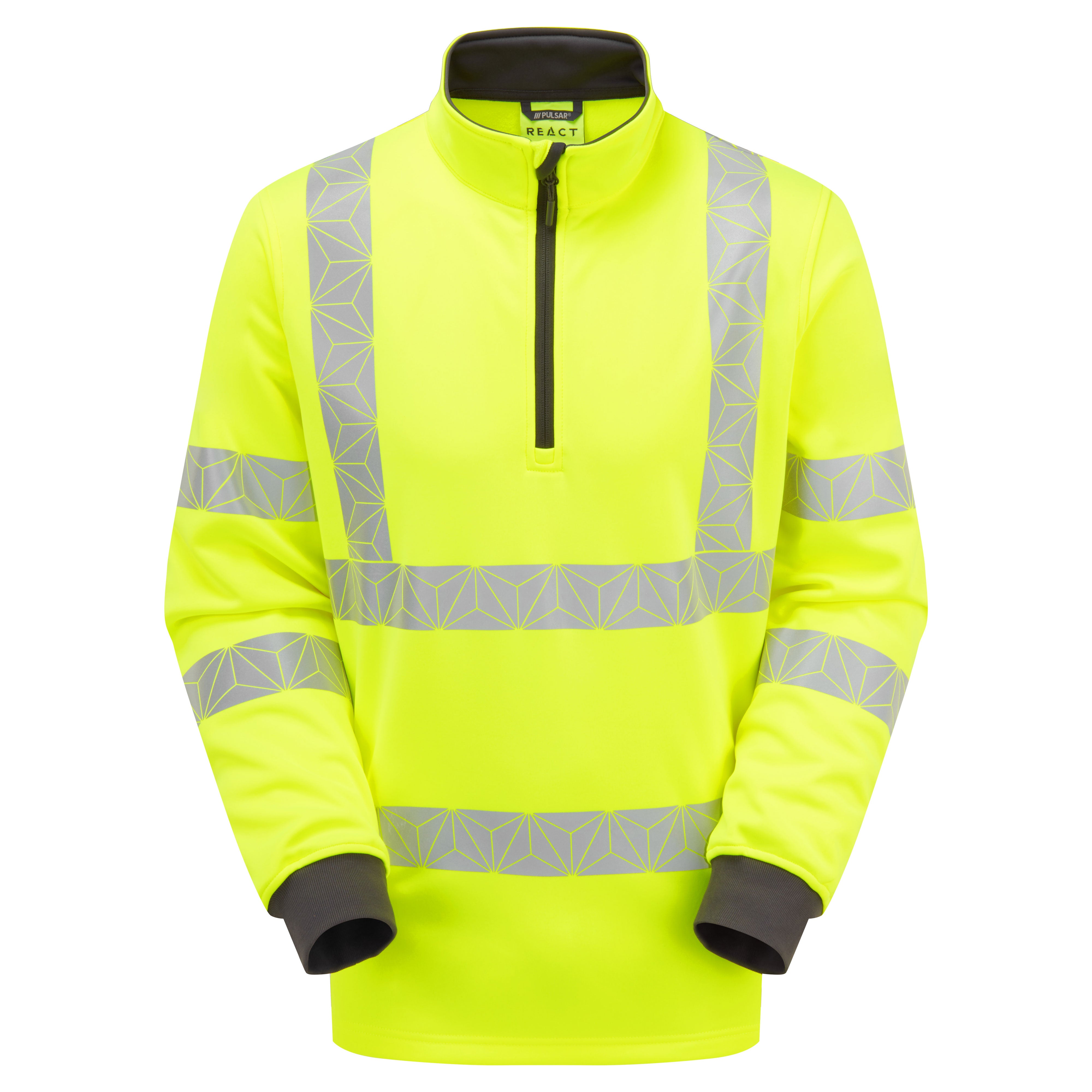 PULSAR React Hi-vis Yellow 1/4 Zip Sweater RCT804 | Start Safety UK