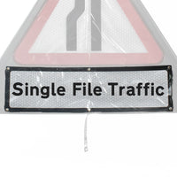 'Single File Traffic' Roll Up Road Sign Supplementary Plate dia. 518 / RA1