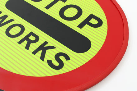 Stop Works Sign | Stop Works Lollipop Sign 450mm Collapsible