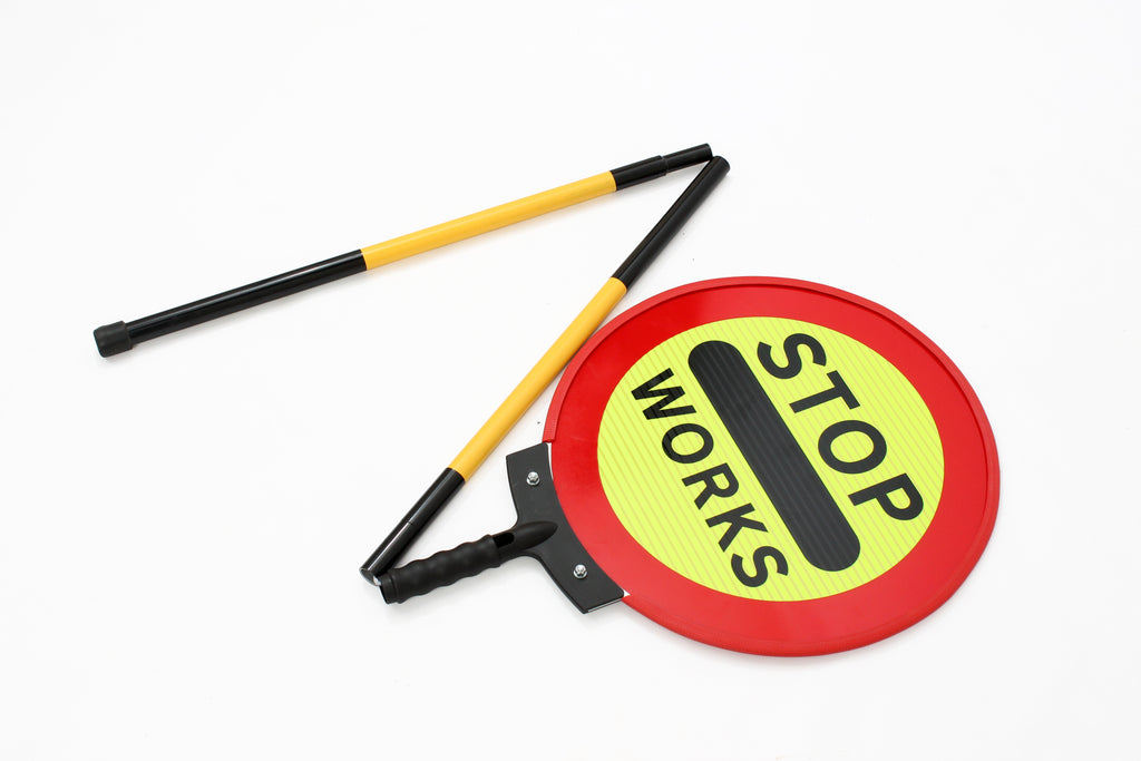 Stop Works Sign | Stop Works Lollipop Sign 450mm Collapsible