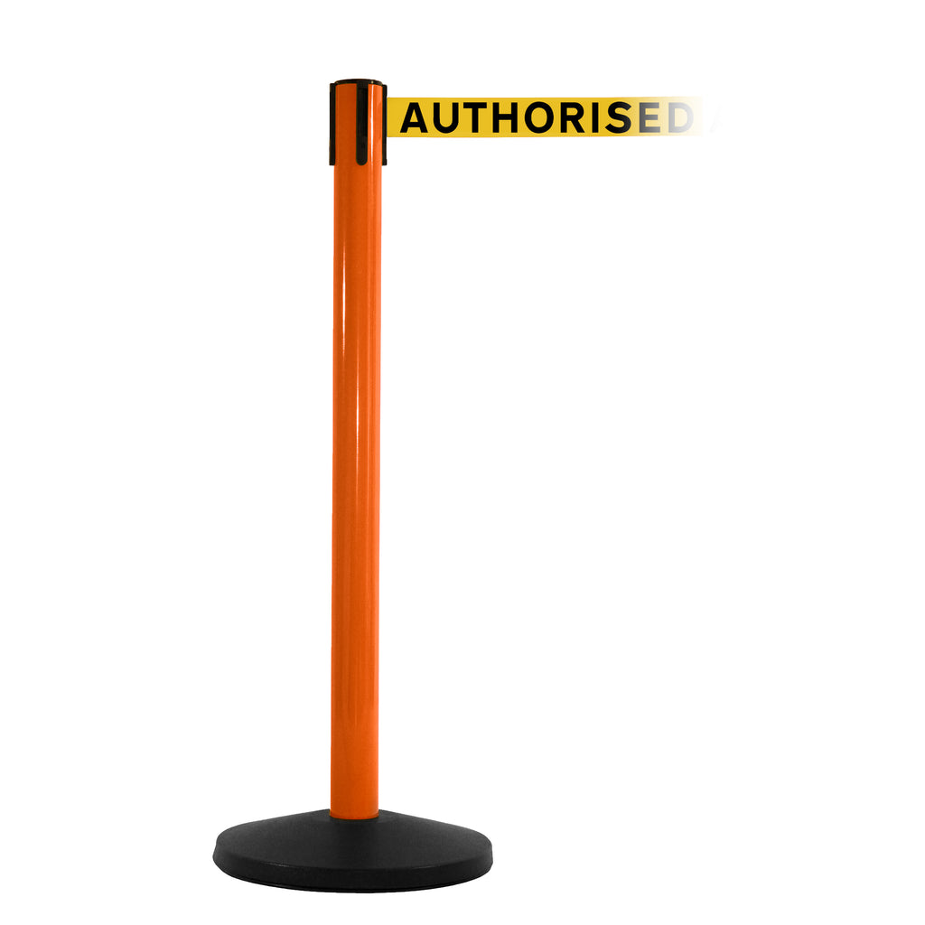 SafetyMaster 450 3.4m x 50mm Belt Barrier System (Orange / Authorised Access Only | Yel-Blk)