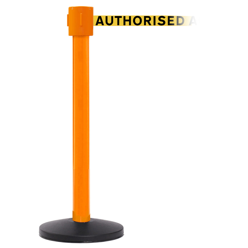 SafetyPro 335 10.6m x 50mm Belt Barrier System (Orange / Authorised Access Only | Yel-Blk)