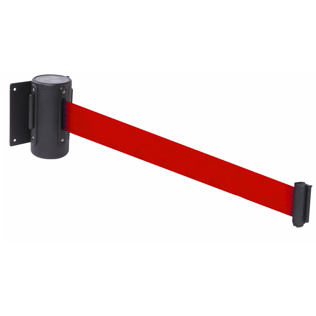 WallMaster 400 50mm Wall Mounted Belt Barrier System (3.9m / Black / Red)