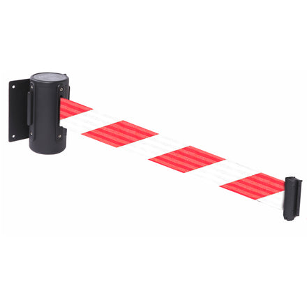 WallMaster 300 50mm Wall Mounted Belt Barrier System (2.3m / Black / Red / White  Chevron)