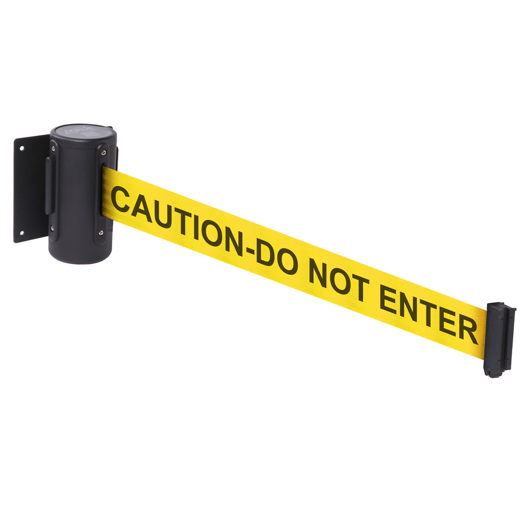 WallMaster 300 50mm Wall Mounted Belt Barrier System (2.3m / Black / Caution Do Not Enter | Yel-Blk)