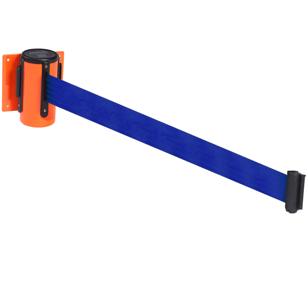 WallMaster 300 50mm Wall Mounted Belt Barrier System (2.3m / Orange / Blue)