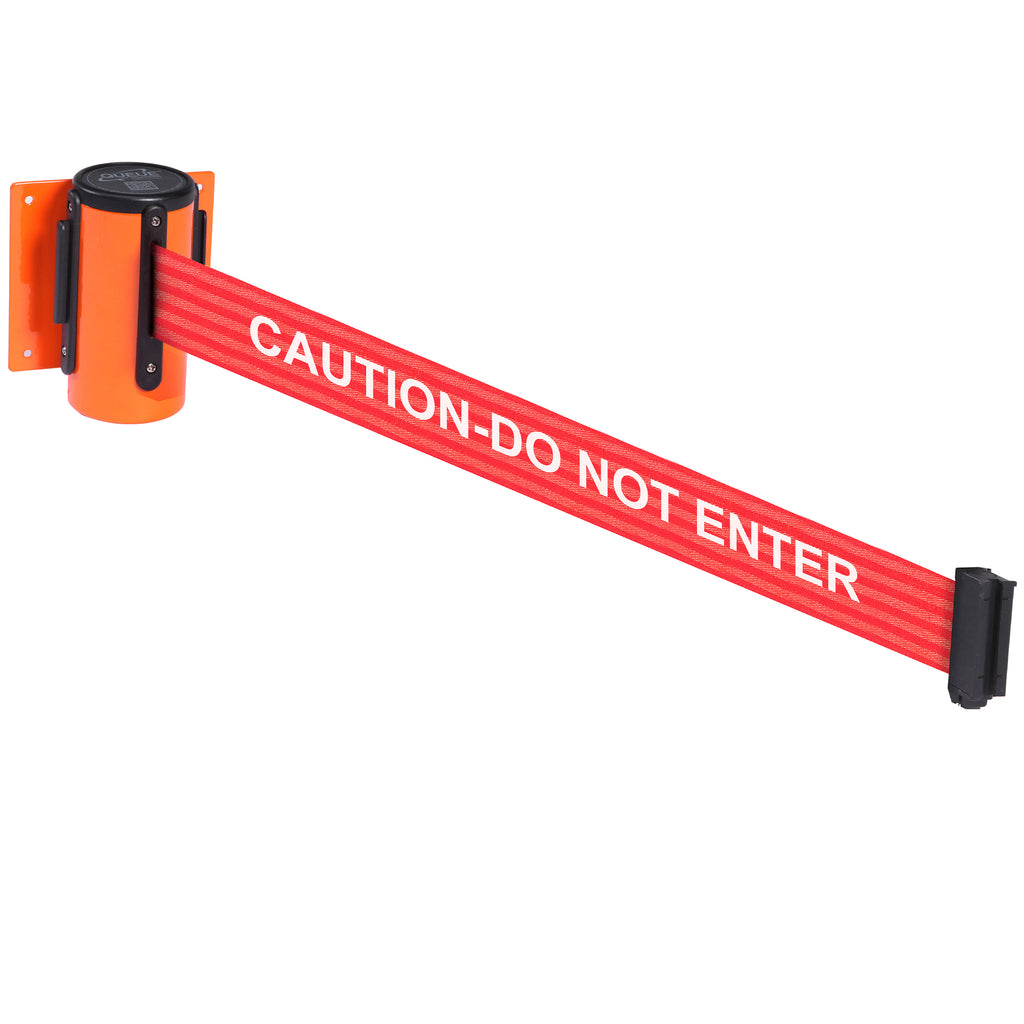 WallMaster 300 50mm Wall Mounted Belt Barrier System (2.3m / Orange / Caution Do Not Enter | Red-White)