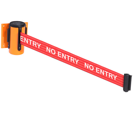 WallMaster 300 50mm Wall Mounted Belt Barrier System (2.3m / Orange / No Entry | Red)