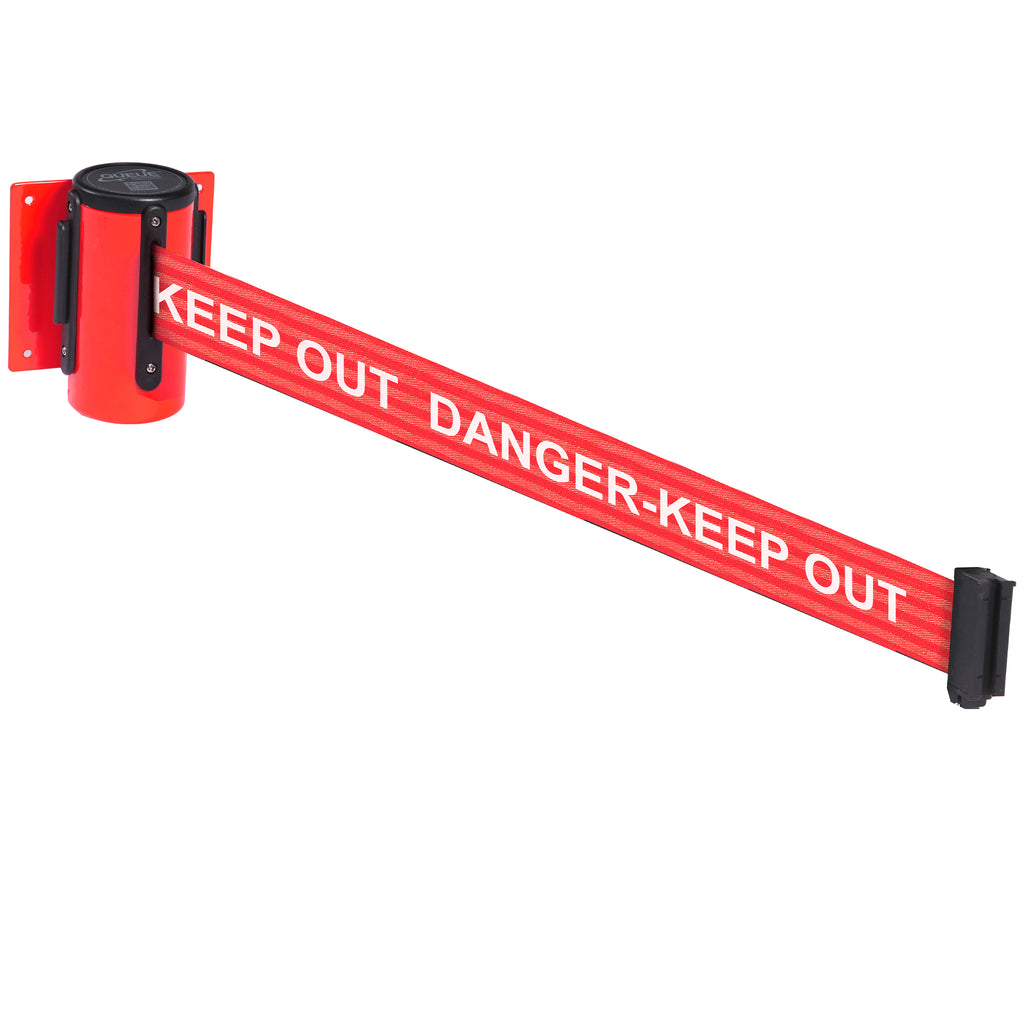 WallMaster 300 50mm Wall Mounted Belt Barrier System (2.3m / Red / Danger Keep Out | Red-White)