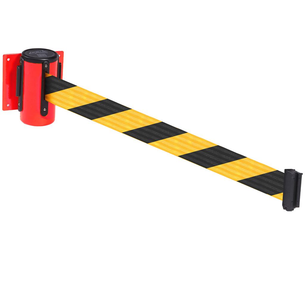 WallMaster 300 50mm Wall Mounted Belt Barrier System (2.3m / Red / Yellow / Black Chevron)