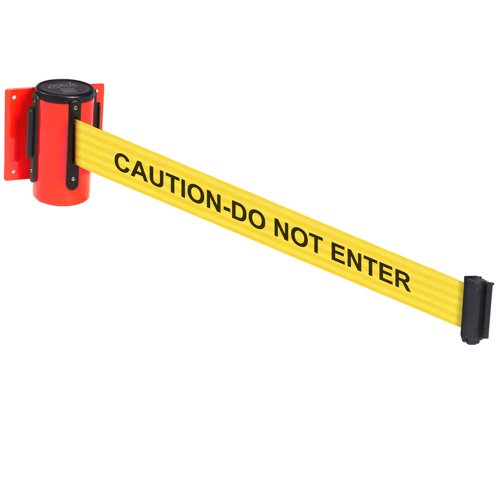 WallMaster 300 50mm Wall Mounted Belt Barrier System (2.3m / Red / Caution Do Not Enter | Yel-Blk)