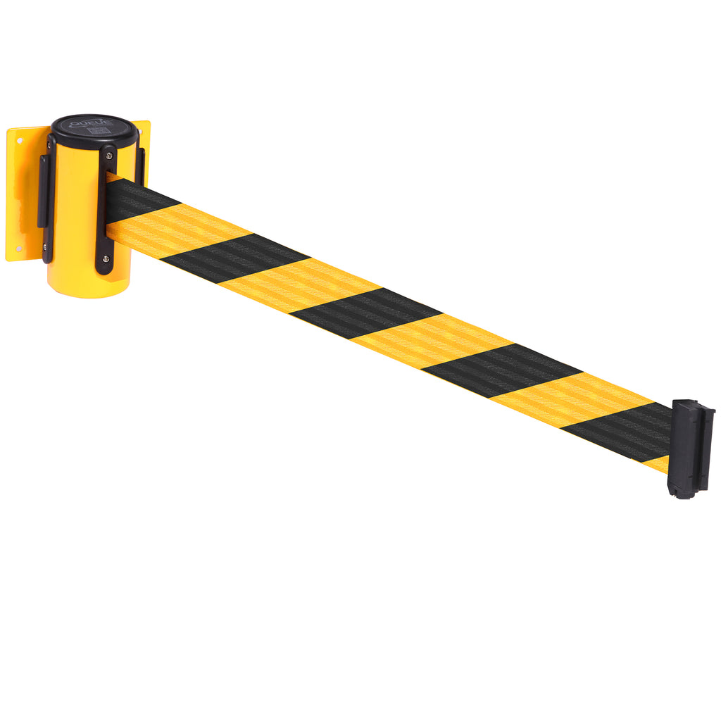 WallMaster 300 50mm Wall Mounted Belt Barrier System (2.3m / Yellow / Yellow / Black Chevron)