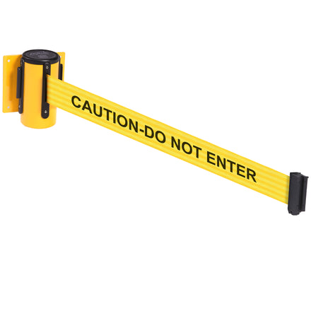 WallMaster 300 50mm Wall Mounted Belt Barrier System (2.3m / Yellow / Caution Do Not Enter | Yel-Blk)