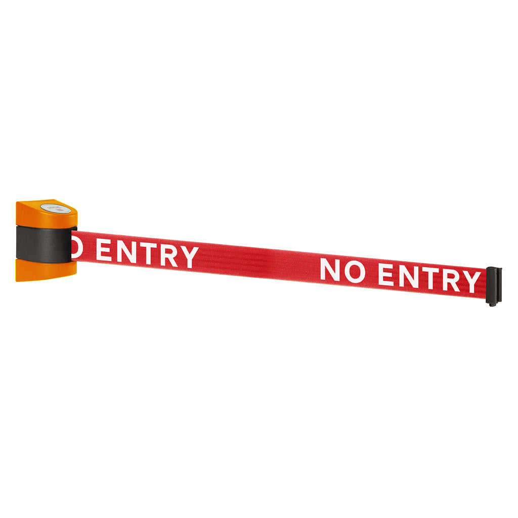 WallPro 400 4.6m x 50mm Belt Barrier System (Orange / No Entry | Red)