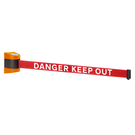 WallPro 400 4.6m x 50mm Belt Barrier System (Orange / Danger Keep Out | Red-White)