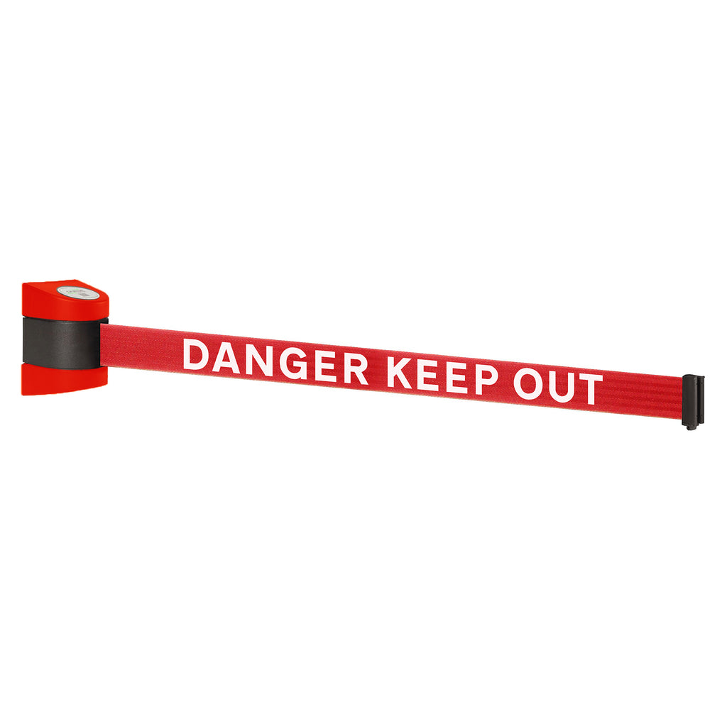 WallPro 400 4.6m x 50mm Belt Barrier System (Red / Danger Keep Out | Red-White)