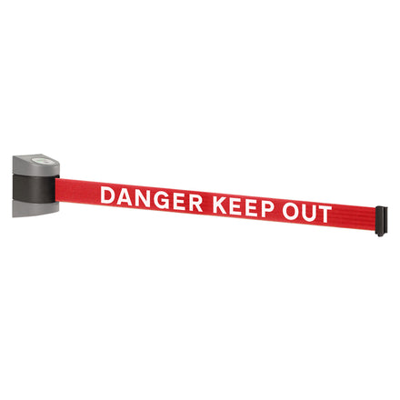 WallPro 400 4.6m x 50mm Belt Barrier System (Silver / Danger Keep Out | Red-White)