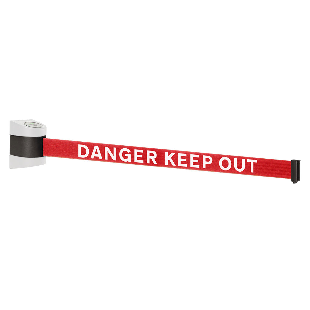 WallPro 400 4.6m x 50mm Belt Barrier System (White / Danger Keep Out | Red-White)