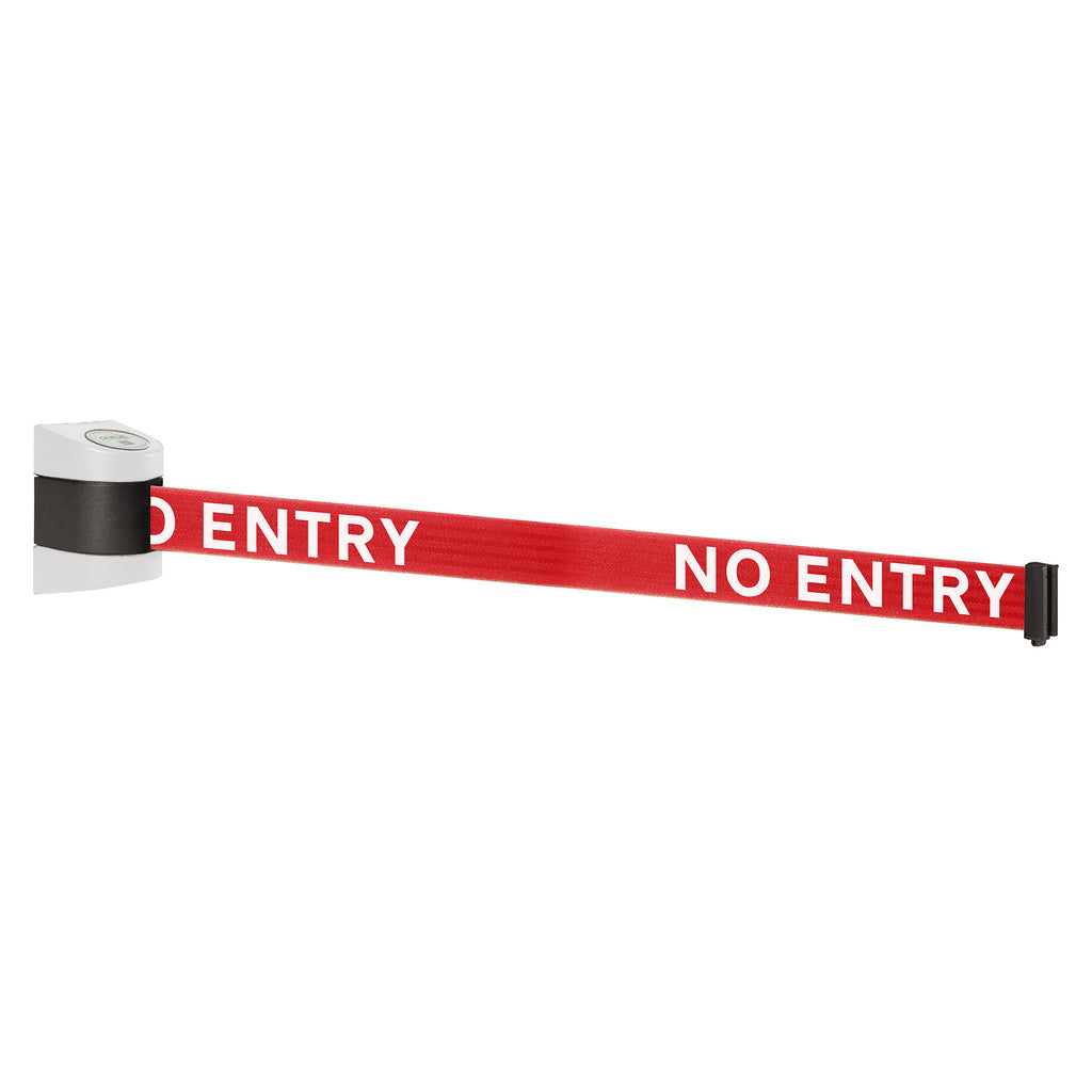 WallPro 400 4.6m x 50mm Belt Barrier System (White / No Entry | Red)