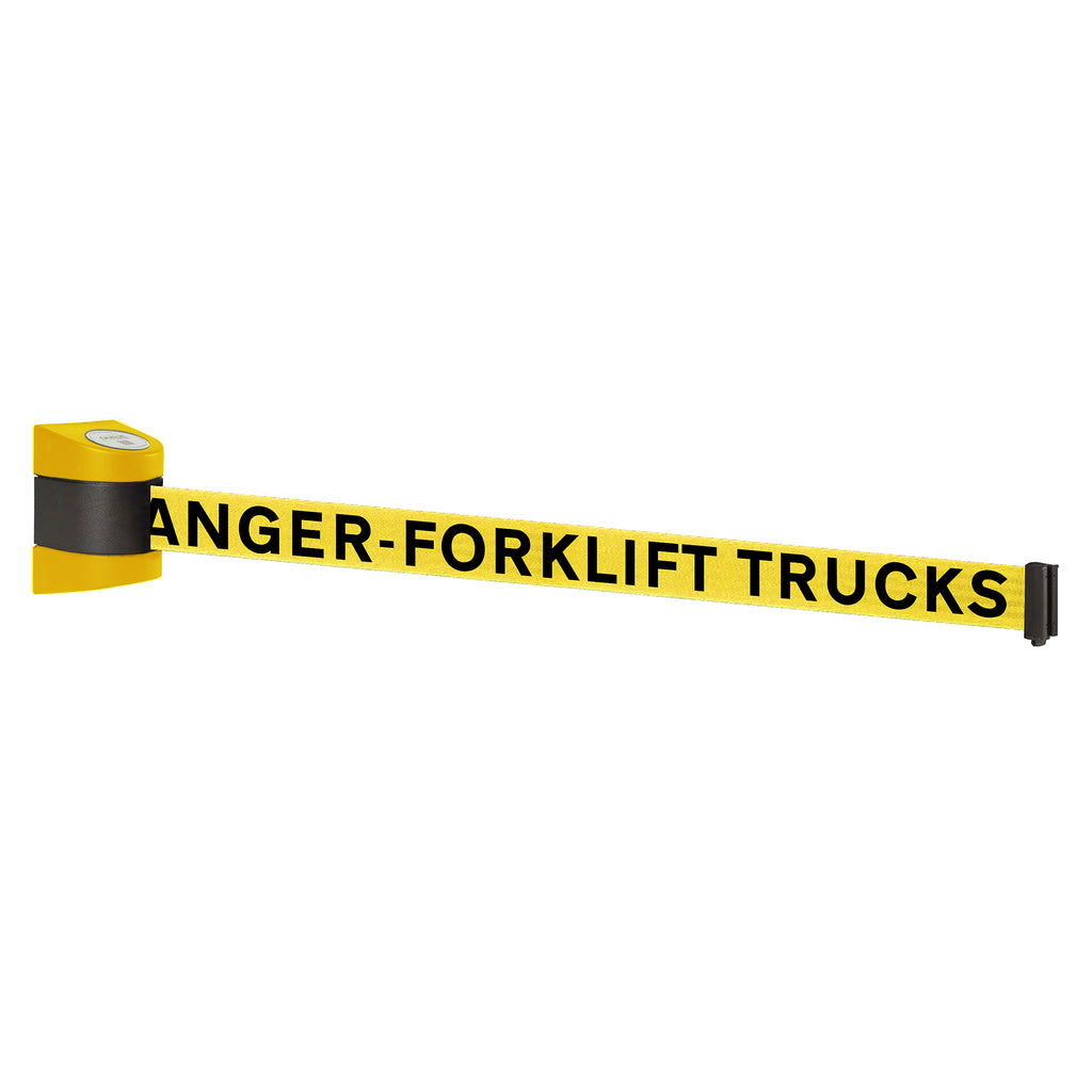 WallPro 400 4.6m x 50mm Belt Barrier System (Yellow / Danger Fork Lift Trucks | Yel-Blk)