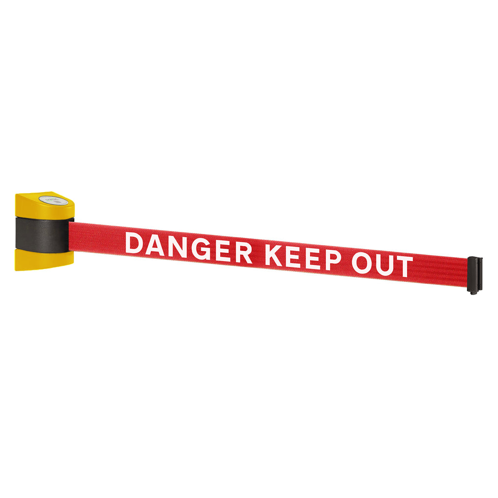 WallPro 400 4.6m x 50mm Belt Barrier System (Yellow / Danger Keep Out | Red-White)