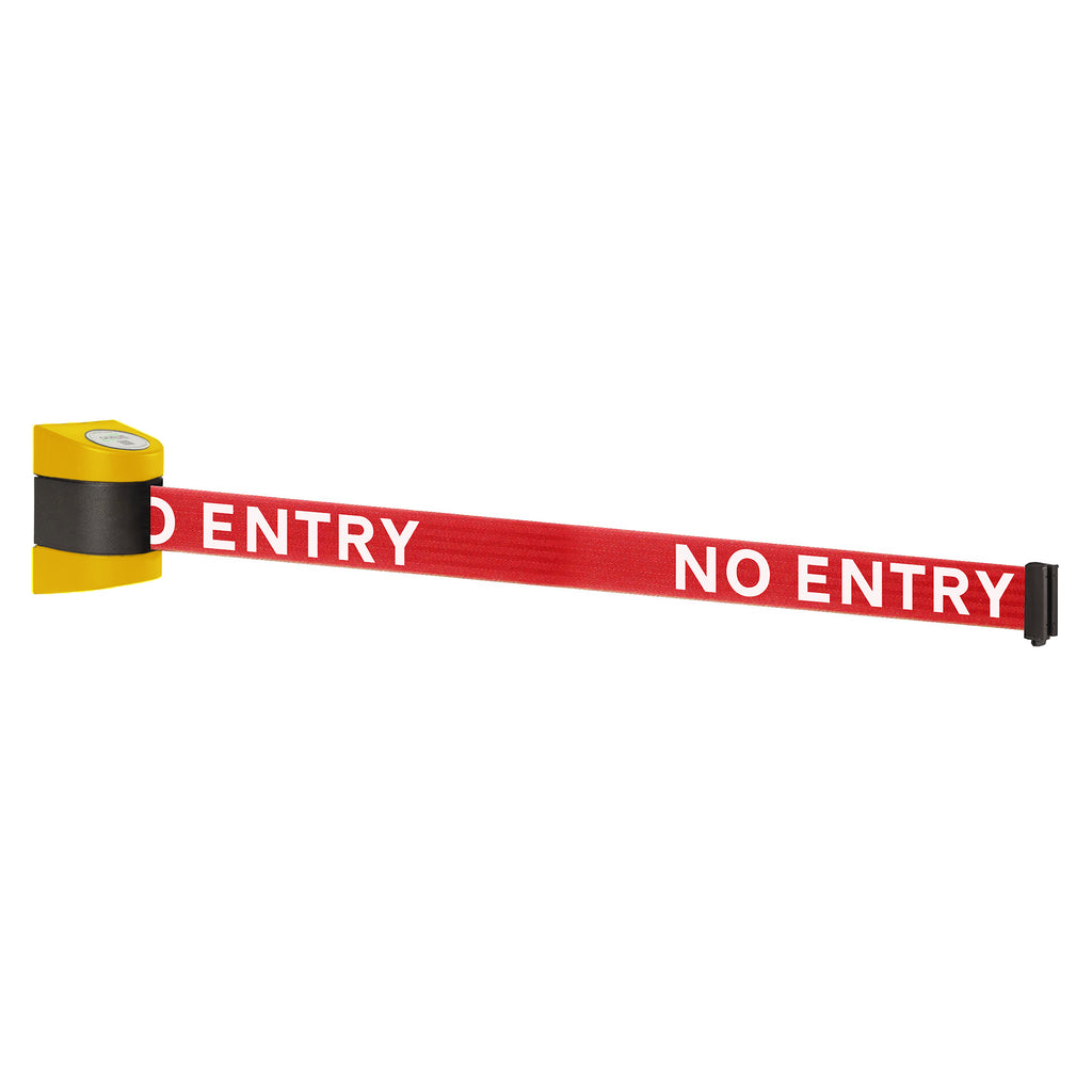 WallPro 400 4.6m x 50mm Belt Barrier System (Yellow / No Entry | Red)