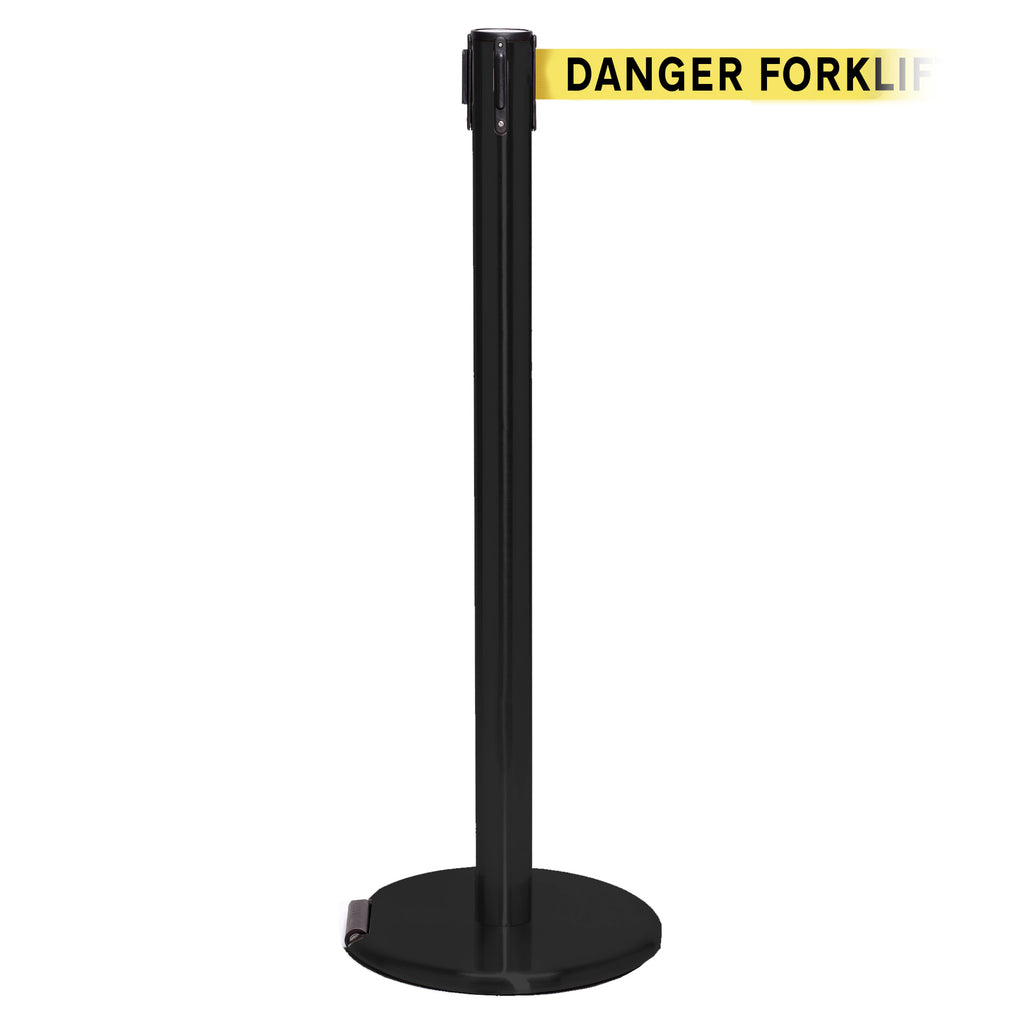 RollerPro 250 3.4m x 50mm Belt Barrier System (Black / Danger Fork Lift Trucks | Yel-Blk)