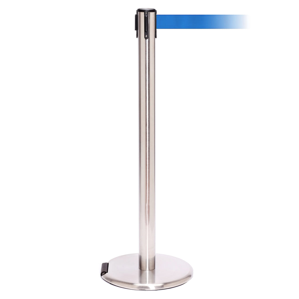 RollerPro 250 3.4m x 50mm Belt Barrier System (Polished Stainless / Blue)