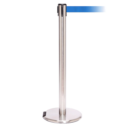 RollerPro 250 3.4m x 50mm Belt Barrier System (Polished Stainless / Blue)