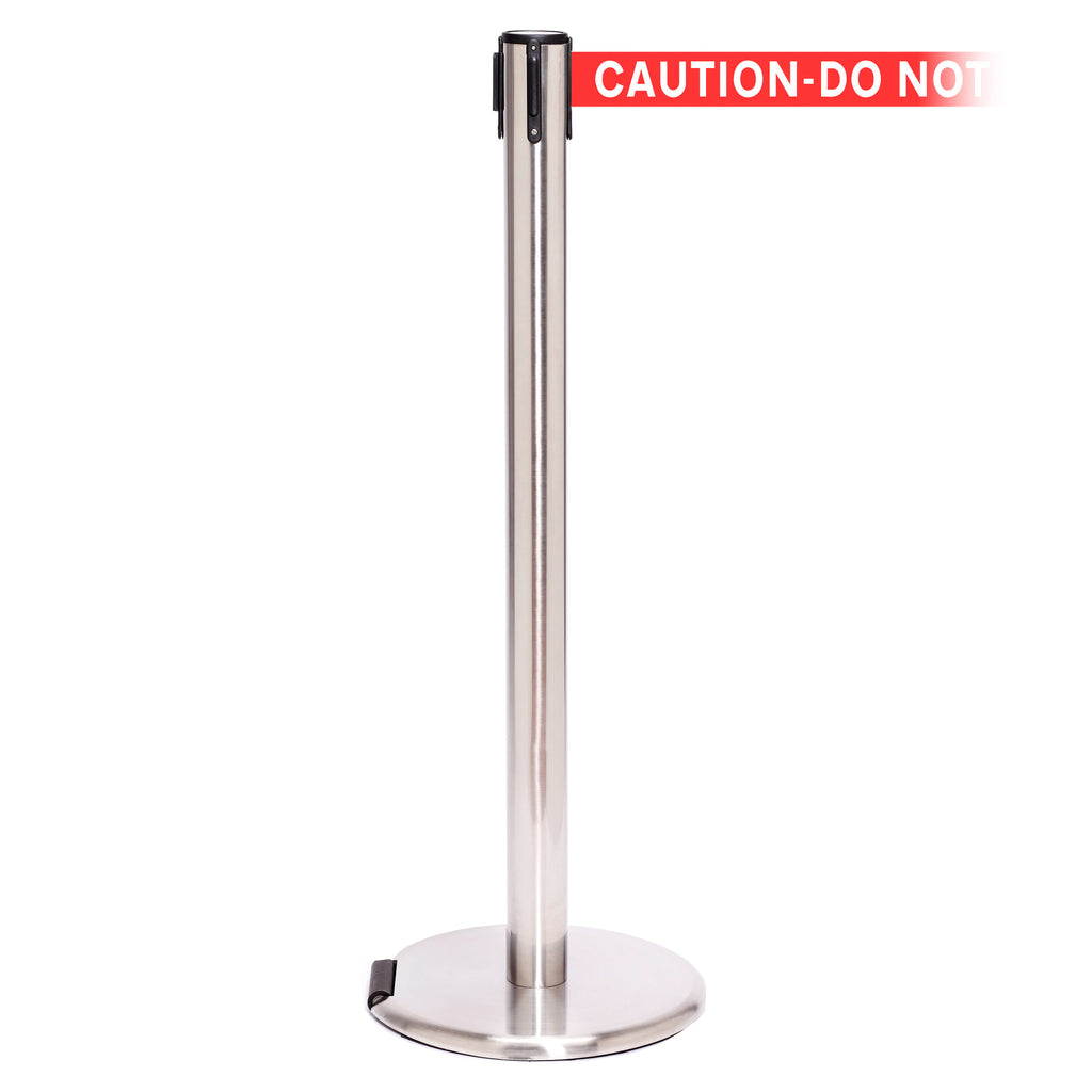 RollerPro 250 3.4m x 50mm Belt Barrier System (Polished Stainless / Caution Do Not Enter | Red-White)