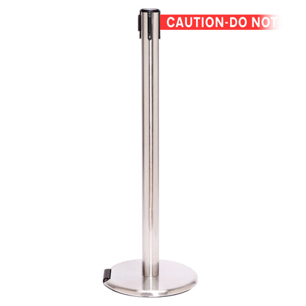 RollerPro 250 3.4m x 50mm Belt Barrier System (Polished Stainless / Caution Do Not Enter | Red-White)