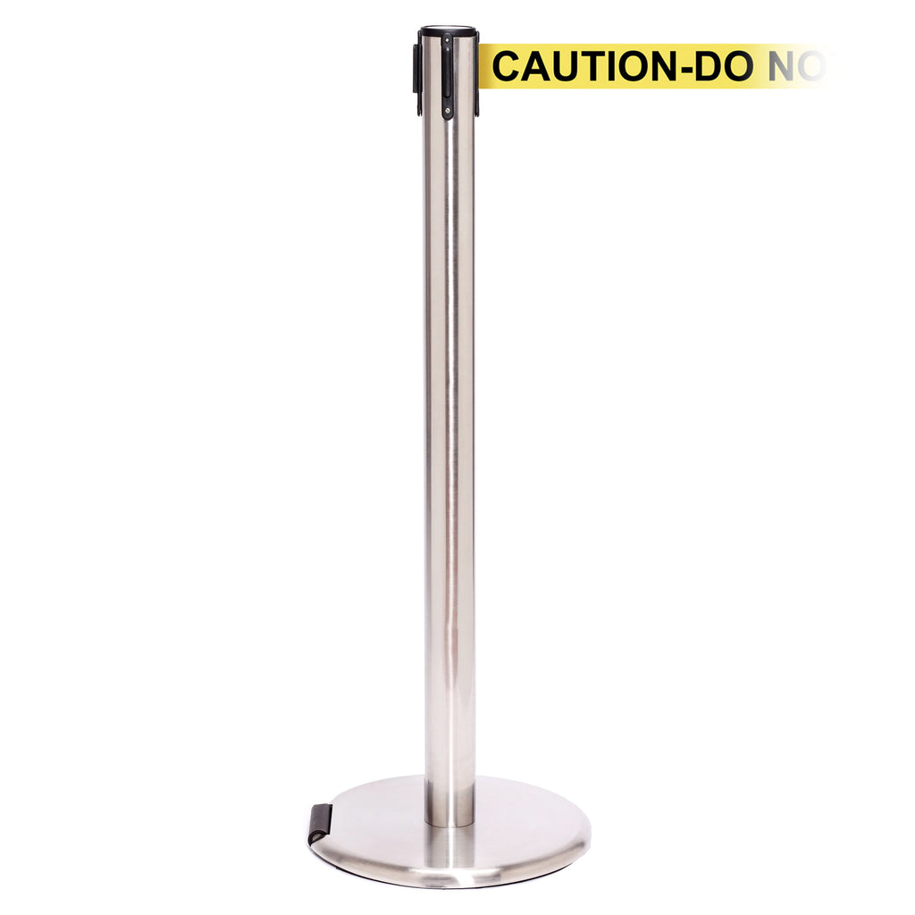 RollerPro 250 3.4m x 50mm Belt Barrier System (Polished Stainless / Caution Do Not Enter | Yel-Blk)