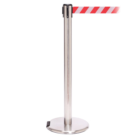 RollerPro 250 3.4m x 50mm Belt Barrier System (Polished Stainless / Red / White  Chevron)