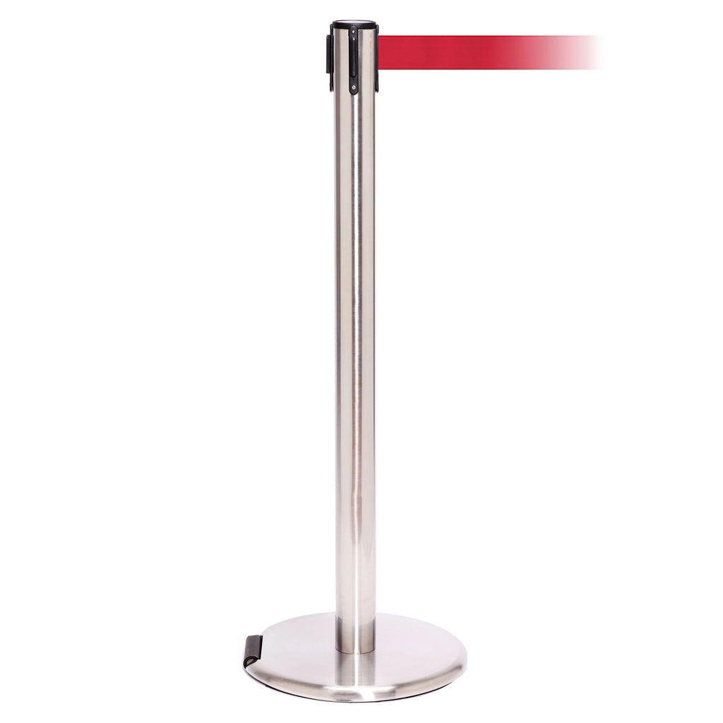 RollerPro 250 3.4m x 50mm Belt Barrier System (Polished Stainless / Red)