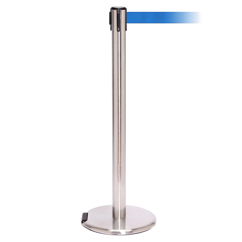 RollerPro 250 3.4m x 50mm Belt Barrier System (Satin Stainless / Blue)