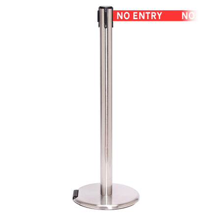 RollerPro 250 3.4m x 50mm Belt Barrier System (Satin Stainless / No Entry | Red)