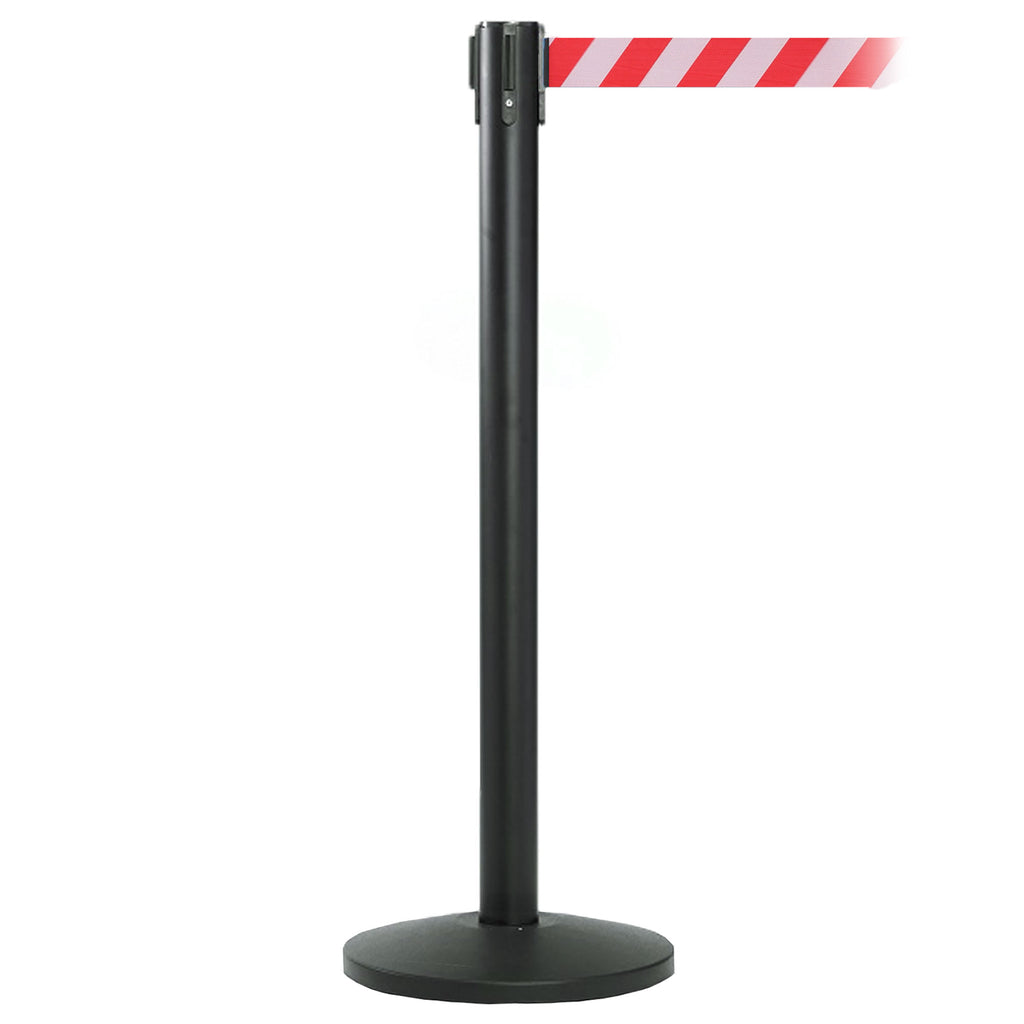 QueueMaster 550 3.4m x 50mm Belt Barrier System (Black / Red / White  Chevron)