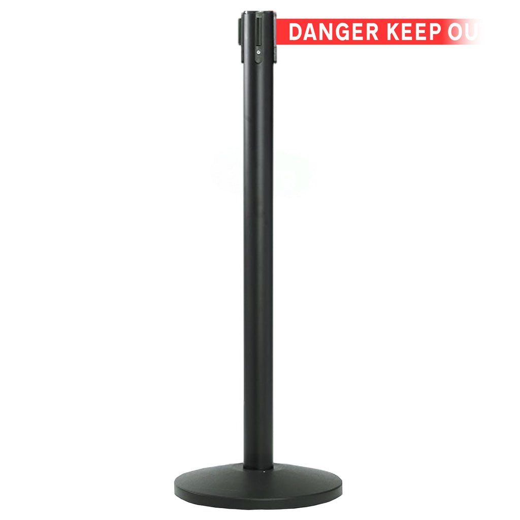 QueueMaster 550 3.4m x 50mm Belt Barrier System (Black / Danger Keep Out | Red-White)