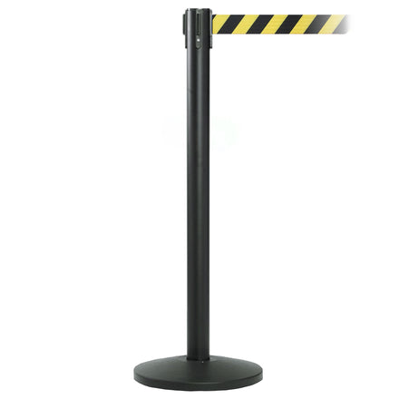 QueueMaster 550 3.4m x 50mm Belt Barrier System (Black / Yellow / Black Chevron)