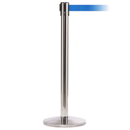 QueueMaster 550 3.4m x 50mm Belt Barrier System (Polished Stainless / Blue)