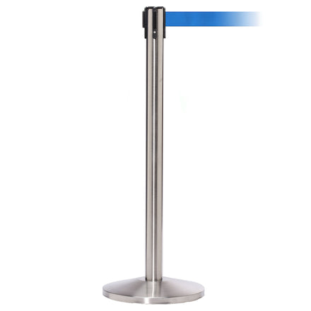 QueueMaster 550 3.4m x 50mm Belt Barrier System (Satin Stainless / Blue)